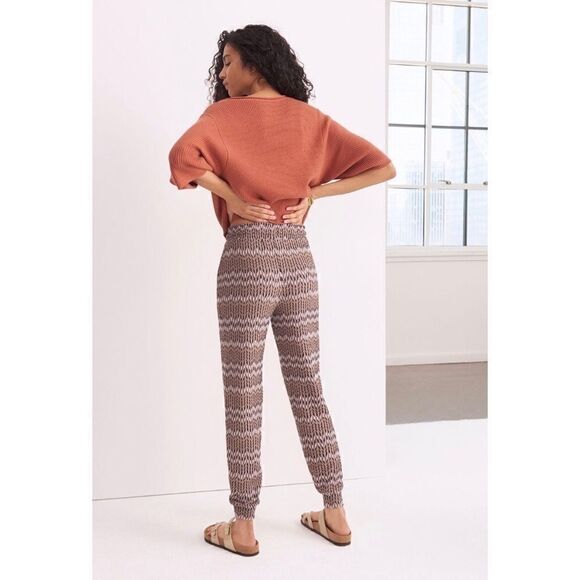 NEW Anthropologie Mary Jacquard Chevron Drawstring Jogger Lounge Pants Small - Picture 3 of 5